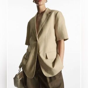 COS SHORT-SLEEVED LINEN-BLEND BLAZER